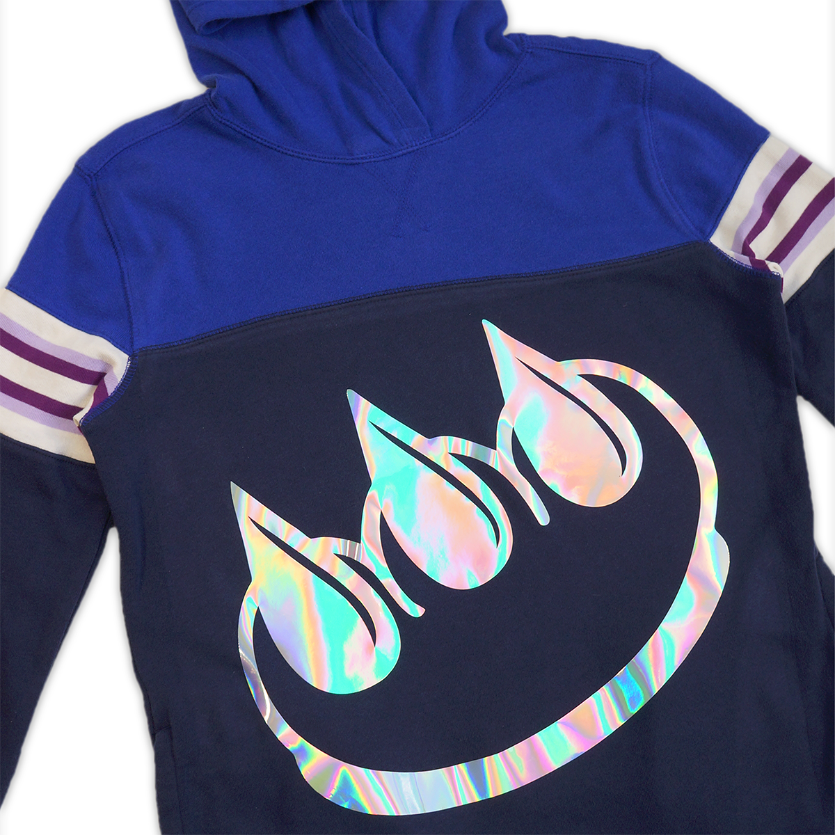 IRIDESCENT CLAW LOGO DRESS WITH HOOD