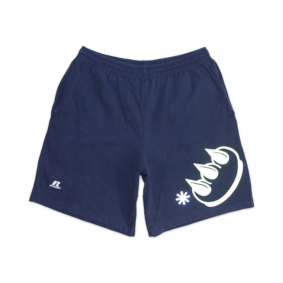 REFLECTIVE GREEN CLAW GYM SHORTS (NAVY)