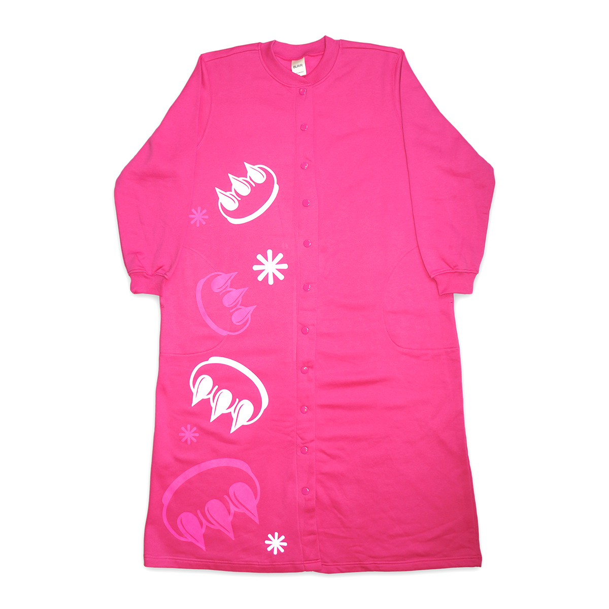 REFLECTIVE FLEECE CLAW BUTTON DOWN LONG COAT