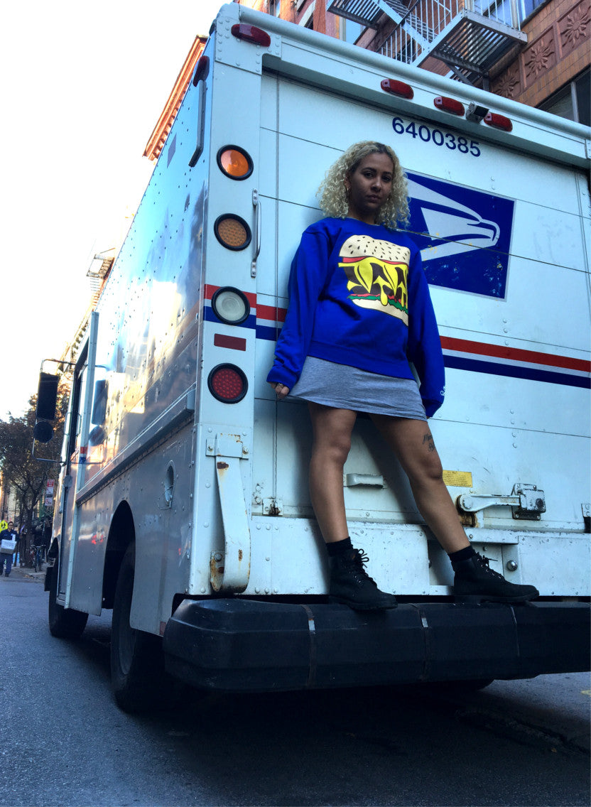 CLAWBURGER ROYAL BLUE CREW NECK