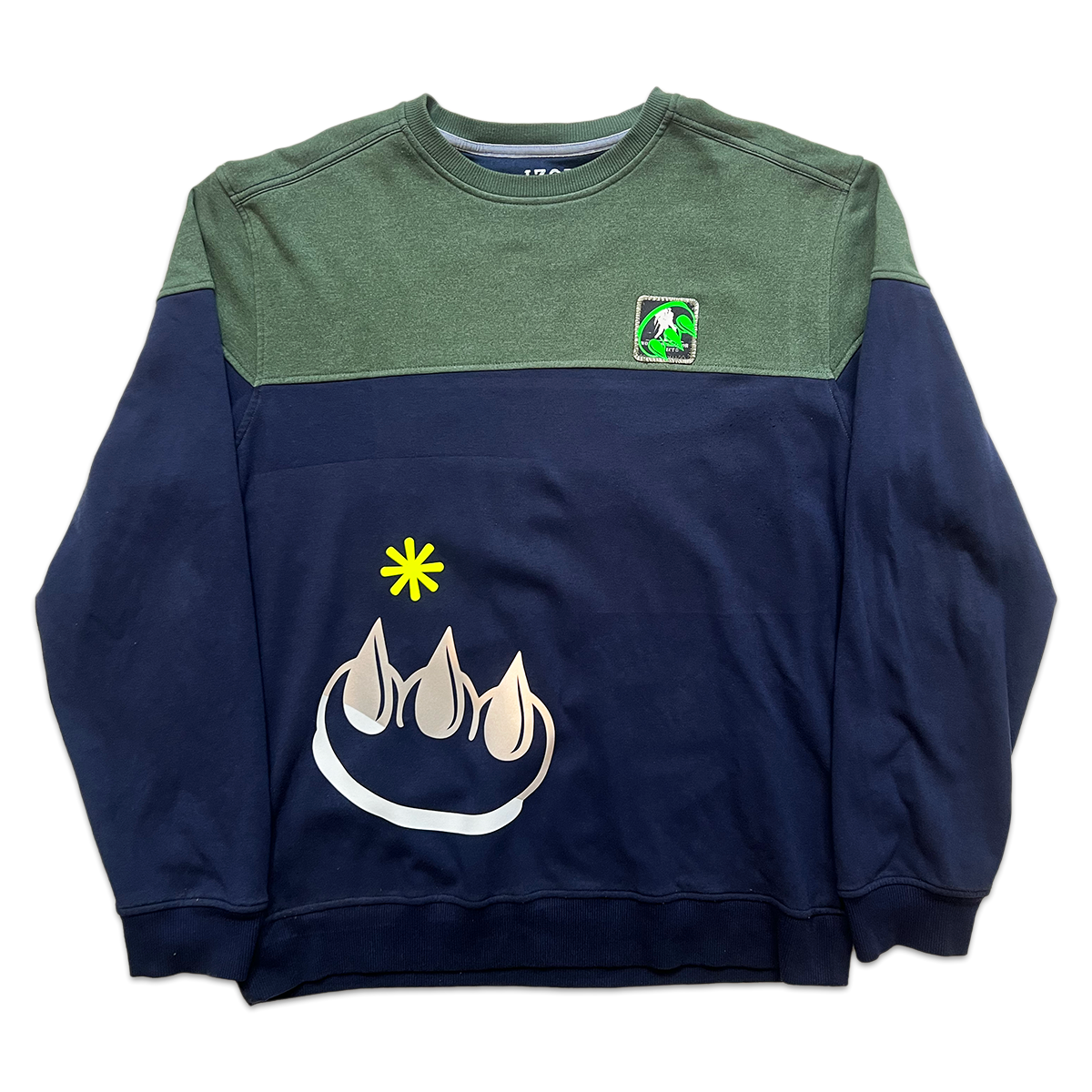 VINTAGE NAVY & ARMY GREEN SPLIT CLAW CREWNECK