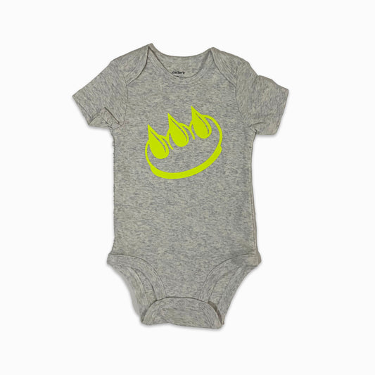 FLUORESCENT YELLOW CLAW MONEY BABY ONESIE