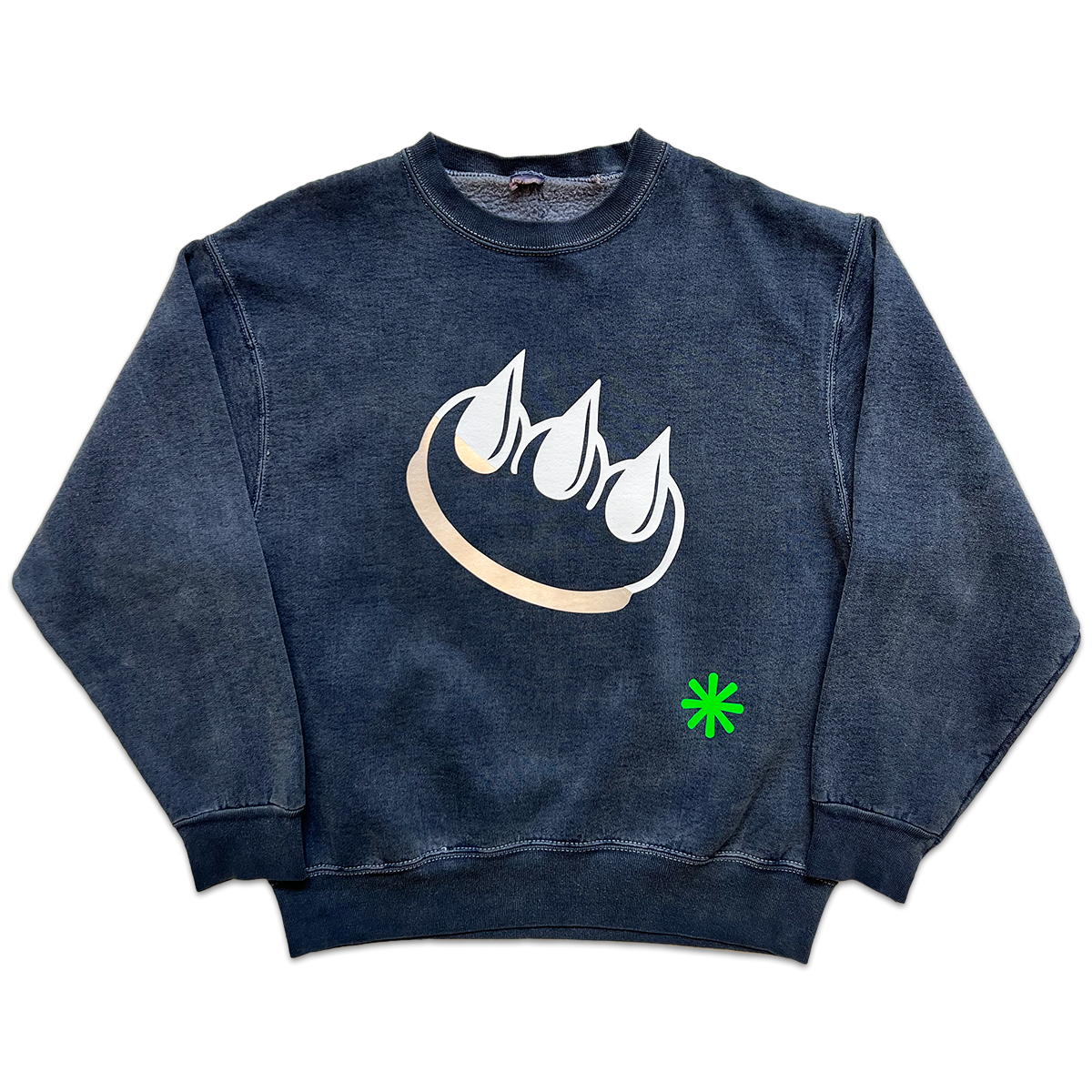 VINTAGE OVER DYED BLUE SPLIT CLAW CREWNECK