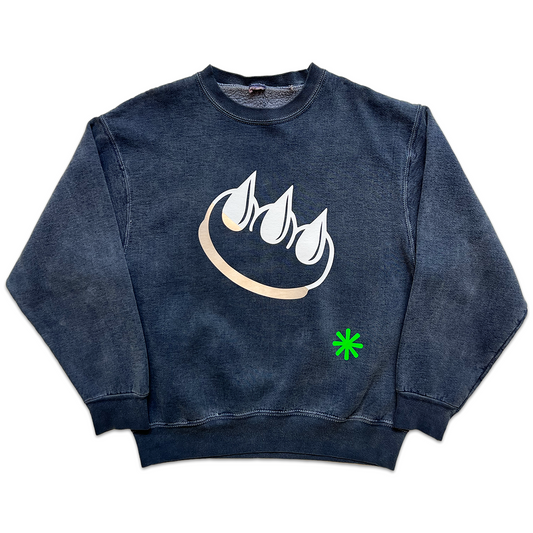 VINTAGE OVER DYED BLUE SPLIT CLAW CREWNECK