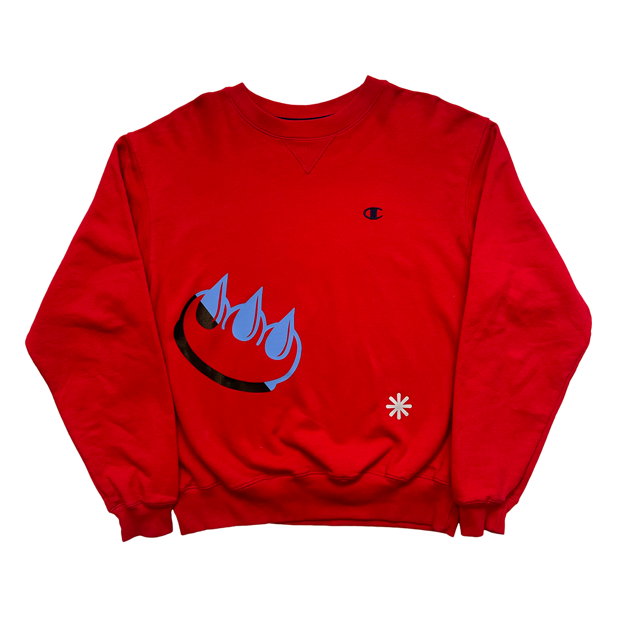 RED CHAMPION SPLIT CLAW CREWNECK