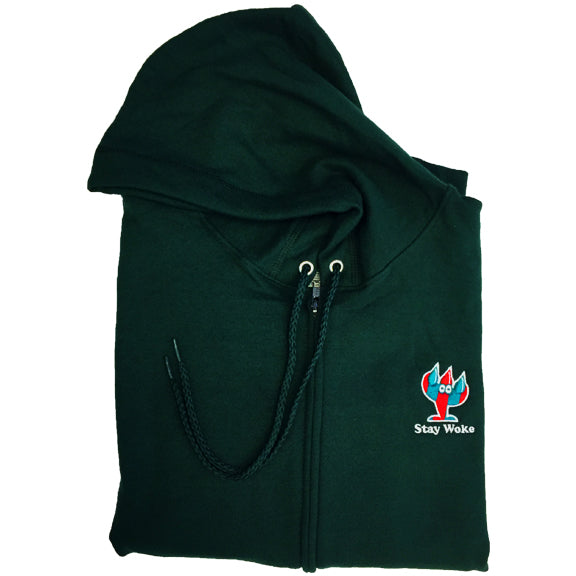 STAY WOKE Green zip hoodie