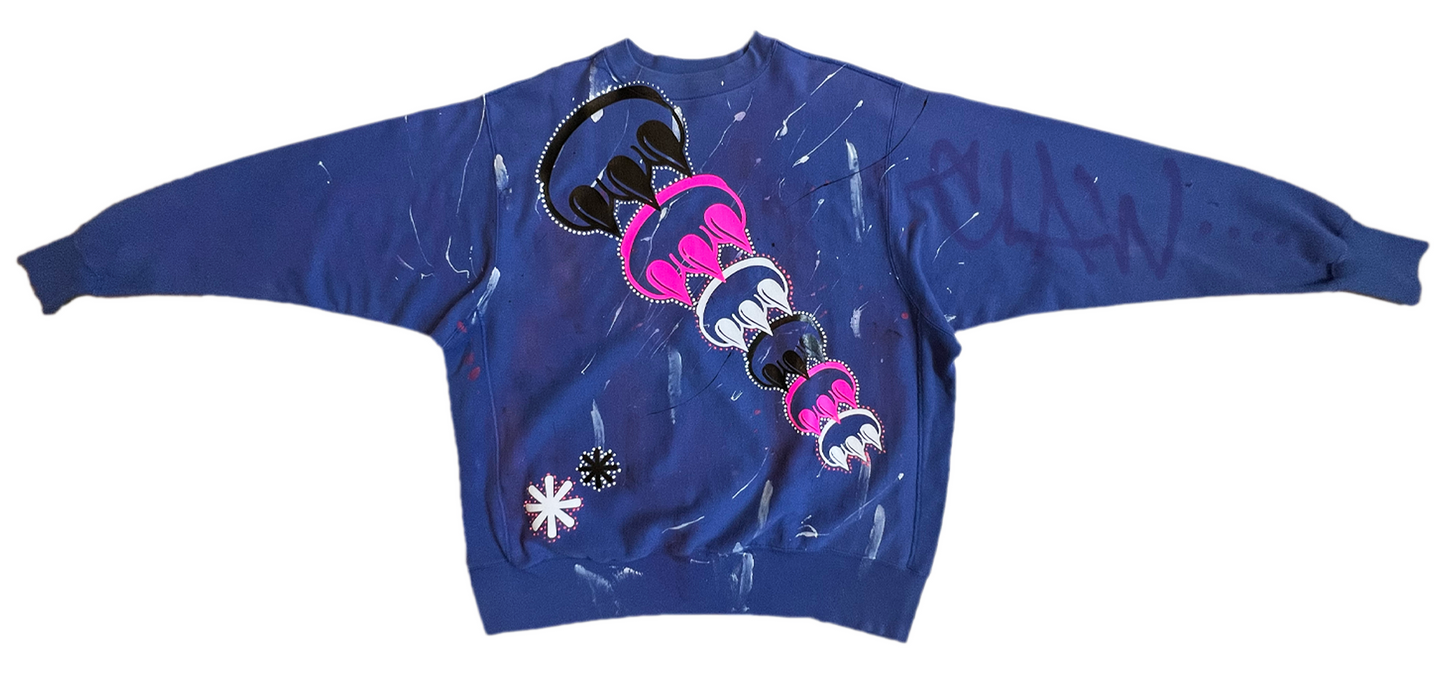 VINTAGE UPCYCLED MIXED MEDIA CLAW CREWNECK